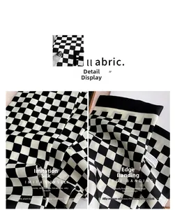 Détail de l'écharpe étroite à carreaux, soie d'imitation et finition des bordures
