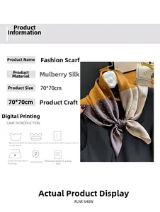 Detail of silk scarf showing digital polka dot print and 70x70cm product dimensions