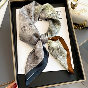 Elegant Square Scarf Mulberry Satin Vintage Floral Print Women Fashion Accessory Smooth Soft Neck Head Wrap