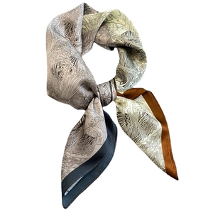 Elegant mulberry silk scarf featuring vintage printed patterns and hand-rolled edges for women