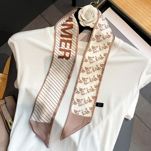 Retro Horse Print Satin Skinny Scarf Elegant Twilly Neck Tie Bag Decoration Hair Band French Style Women Accessory