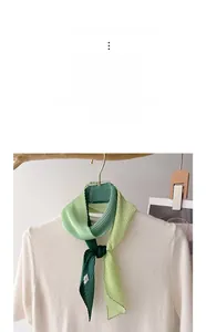 Detail showing the green gradient water ripple pleated texture of this elegant silk scarf