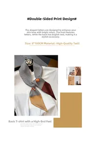 Detailed view of black and white houndstooth silk scarf made of premium twill 8x100cm