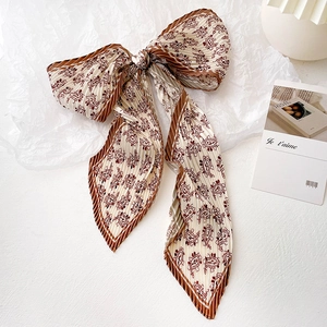 Foulard Plissé Étroit Imprimé Paisley Satin Synthétique Ruban À Cheveux Décoration De Sac Style Français Rétro