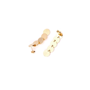 Minimalist gold geometric drop earrings with shiny stacked circular discs for women