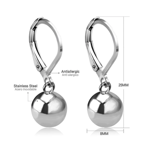 Boucles d'oreilles minimalistes en acier inoxydable avec perles polies de 8 mm et crochets