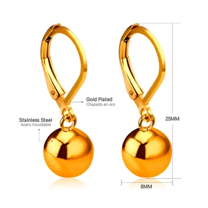 Boucles d'oreilles boules minimalistes en acier inoxydable plaqué or de 25 mm