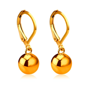 Boucles D'oreilles Pendantes Dormeuses Acier Inoxydable Poli Boule Ronde Bijoux Minimalistes Pour Femmes