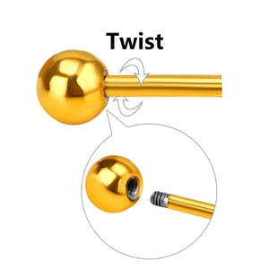 Clou d'oreille classique boule en acier doré avec fermeture à vis et filetage interne