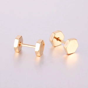 Stainless Steel Hexagonal Nut Stud Earrings Minimalist Industrial Punk Anti Allergic Screw On Jewelry Men Women
