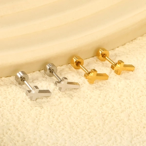 Boucles d'oreilles Puces Croix Croissant De Lune Acier Inoxydable Zircon Fermoir À Vis Hypoallergénique