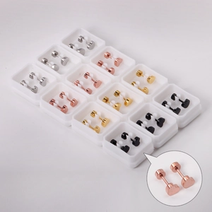 Lot de boucles d'oreilles cœur en acier inoxydable en argent or or rose et noir tendance