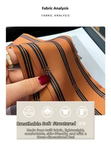 Macro shot of striped twill silk scarf showing breathable and soft fabric texture