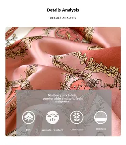Macro detail of mulberry silk scarf showing baroque patterns and soft texture