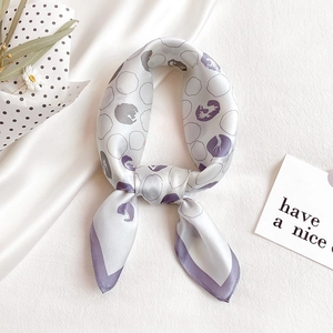 Women Mulberry Satin Square Scarf Abstract Circle Polka Dot Pattern Fashion Professional Office Decoration Neck Satin Scarf