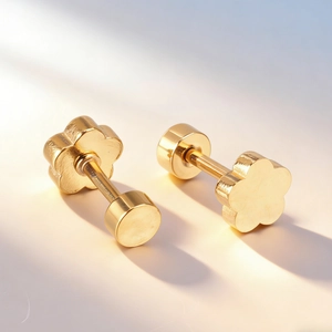 Boucles D'oreilles Puces Fleur Étoile Couronne En Acier Inoxydable Avec Zircone Plaqué Or Fermoir À Vis Bijoux Minimalistes Femmes