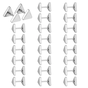 Set of minimalist silver triangle stud earrings in polished stainless steel