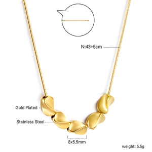 Irregular five-bead gold clavicle necklace in stainless steel with 43+5cm adjustable chain