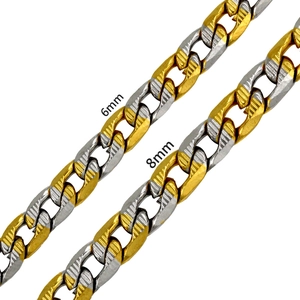 Edelstahl Panzerkette Halskette Für Herren Hip Hop Stil Mit Horizontaler Geschnitzter Textur Polierter Schmuck