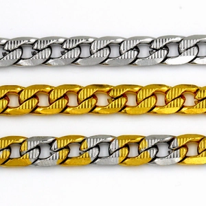 Herren Hip Hop Panzerkette in Silber, Gold und zweifarbigem Edelstahl-Design