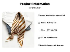 Detail of silk square scarf with geometric stripes and machine-stitched edges
