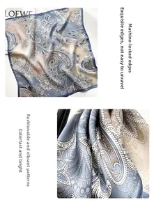Détail d'un foulard en soie à motif cachemire avec bords cousus et texture fine