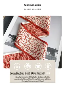 Détail d'un foulard en soie rouge et blanc montrant un tissu en sergé doux et respirant