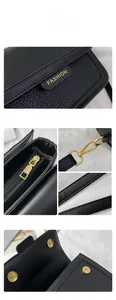 Détails du cuir grainé, des finitions dorées et de la boucle magnétique du sac à main