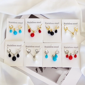 Waterdrop Pendant Necklace And Leverback Earrings Jewelry Stainless Steel Cubic Zirconia Shell Elegant Fashion Accessory Women