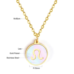Dimensions du collier zodiaque Lion avec pendentif en nacre de 15mm et chaîne de 45cm