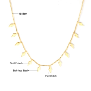 Gold plated stainless steel lightning pendant necklace 45cm chain for women