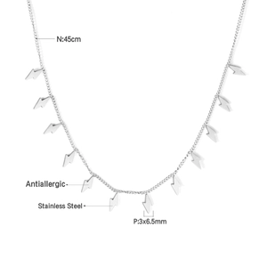 Polished stainless steel 45cm chain necklace featuring multiple lightning bolt charms