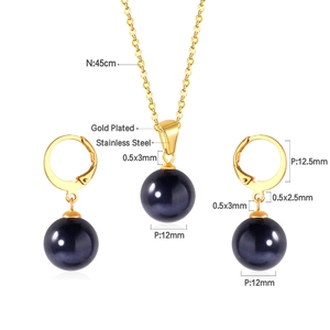 Détails de l'ensemble bijoux en acier plaqué or avec pierres œil de chat de 12 mm