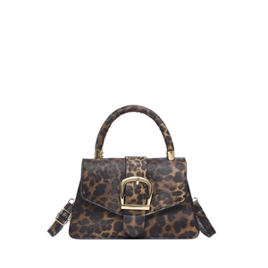 Chic leopard print crossbody bag with gold hardware and top handle for women