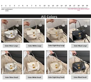 Detailed comparison of various sizes and colors of vintage PU leather tote bags