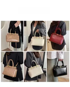 Detailed views of vintage faux leather tote bag showing side, back and multiple carrying options