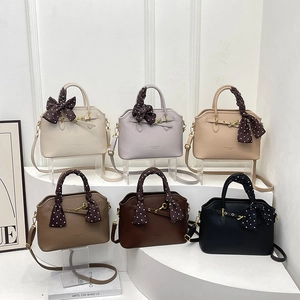 Retro lychee texture tote bags in six colors with decorative polka dot scarves