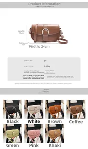 Detailed size specifications and parameters for the PU leather saddle shoulder bag