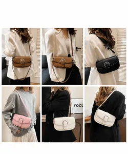 Collage of chic saddle bags in four colors showing stylish crossbody carry style