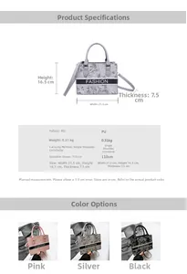 Detailed size specifications for embroidery tote bag with chic dimensions 21.5x16.5x7.5cm