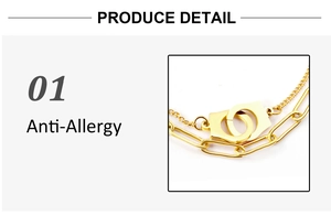 Detail of 18K gold double layer bracelet with handcuff links and anti-allergy finish