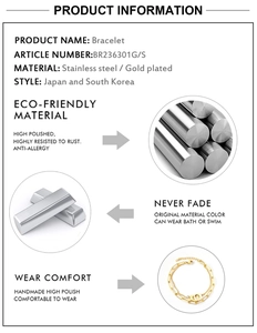 Detail view showing gold plated stainless steel bracelet with anti-allergy features