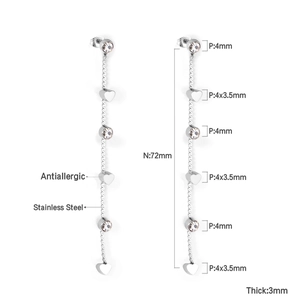 Détails des boucles d'oreilles cœur de 72mm en acier inoxydable avec dimensions et propriétés