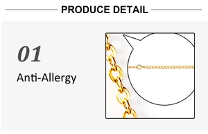 Detail of gold anti-allergy chain necklace featuring high-polish round links on white background