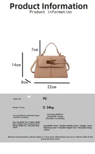 Specifiche dettagliate sulle dimensioni per borsa trapezoidale in pelle PU marrone chiaro