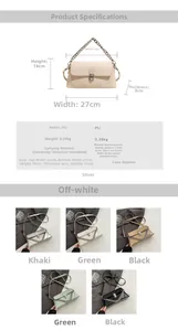 Tableau des tailles et options de couleurs pour le sac bandoulière tendance en cuir PU
