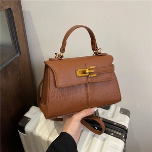 Borsa A Mano Donna Borsa A Tracolla Pelle PU Trama Lychee Chiusura In Metallo Girevole Elegante Moda Versatile