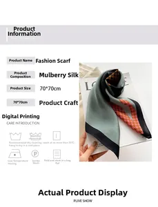 Detailed view of houndstooth silk scarf with green and pink patterns on a magazine
