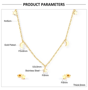 Détails du coffret bijoux étoile et lune en acier inoxydable doré avec dimensions