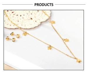 Ensemble bijoux en acier inoxydable avec collier étoile doré et boucles d'oreilles
